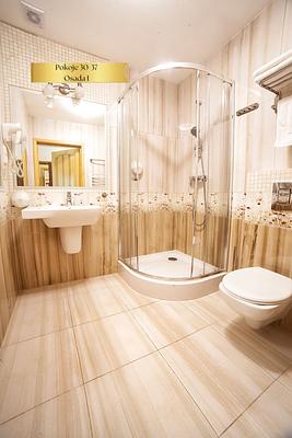 The bathroom in a Comfort Plus room in Osada I has a shower enclosure.